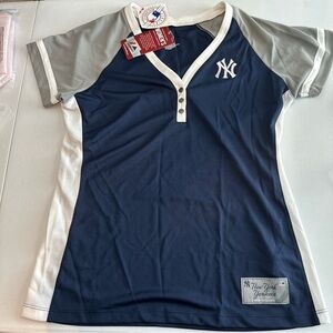 NWT Majestic Women's Blue New York Yankees Baseball Jersey Size XL